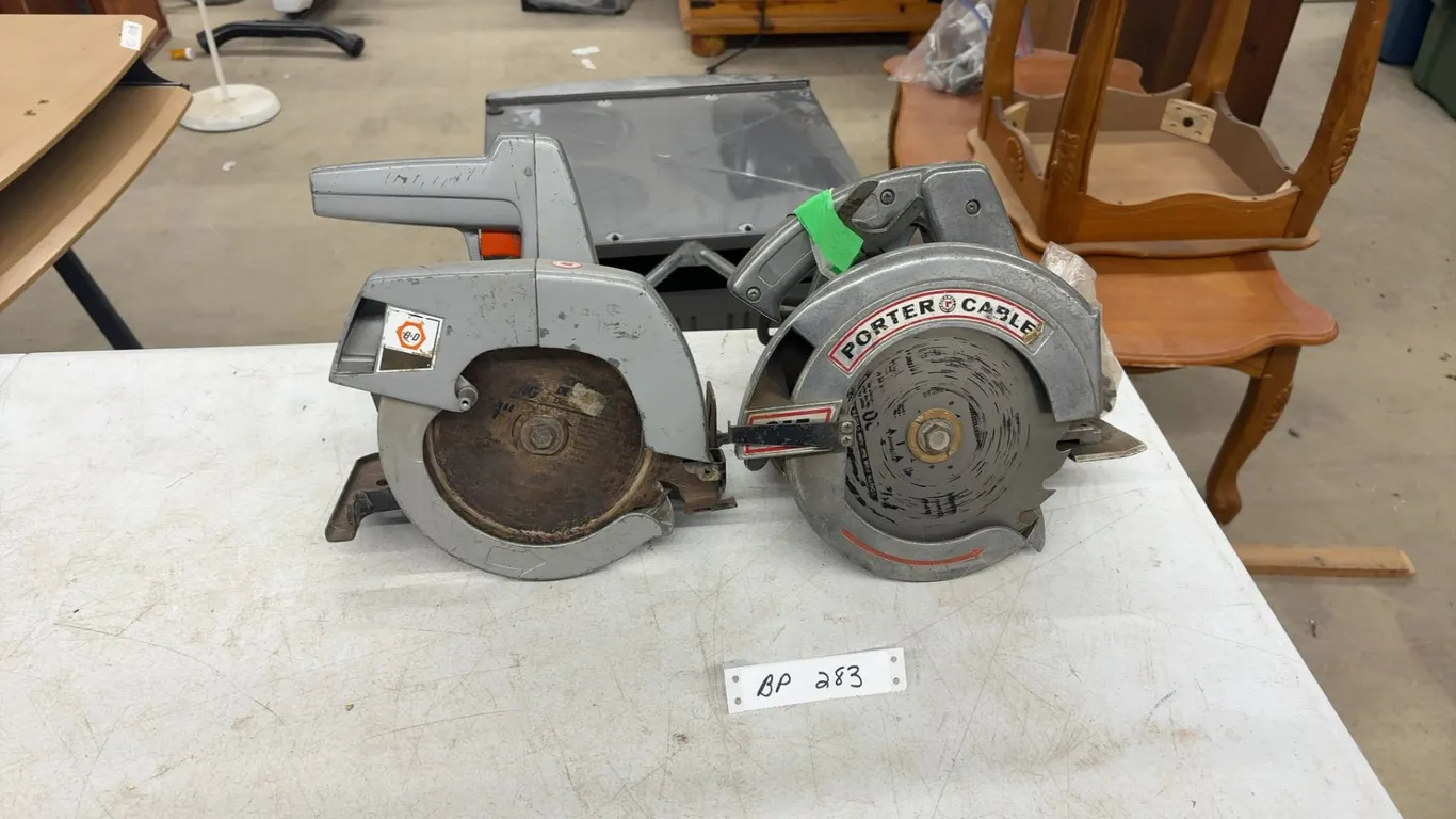 Two Circular Saws, Porter Cable Heavy Duty 7 1/4” and Black and Decker 7 1/4”