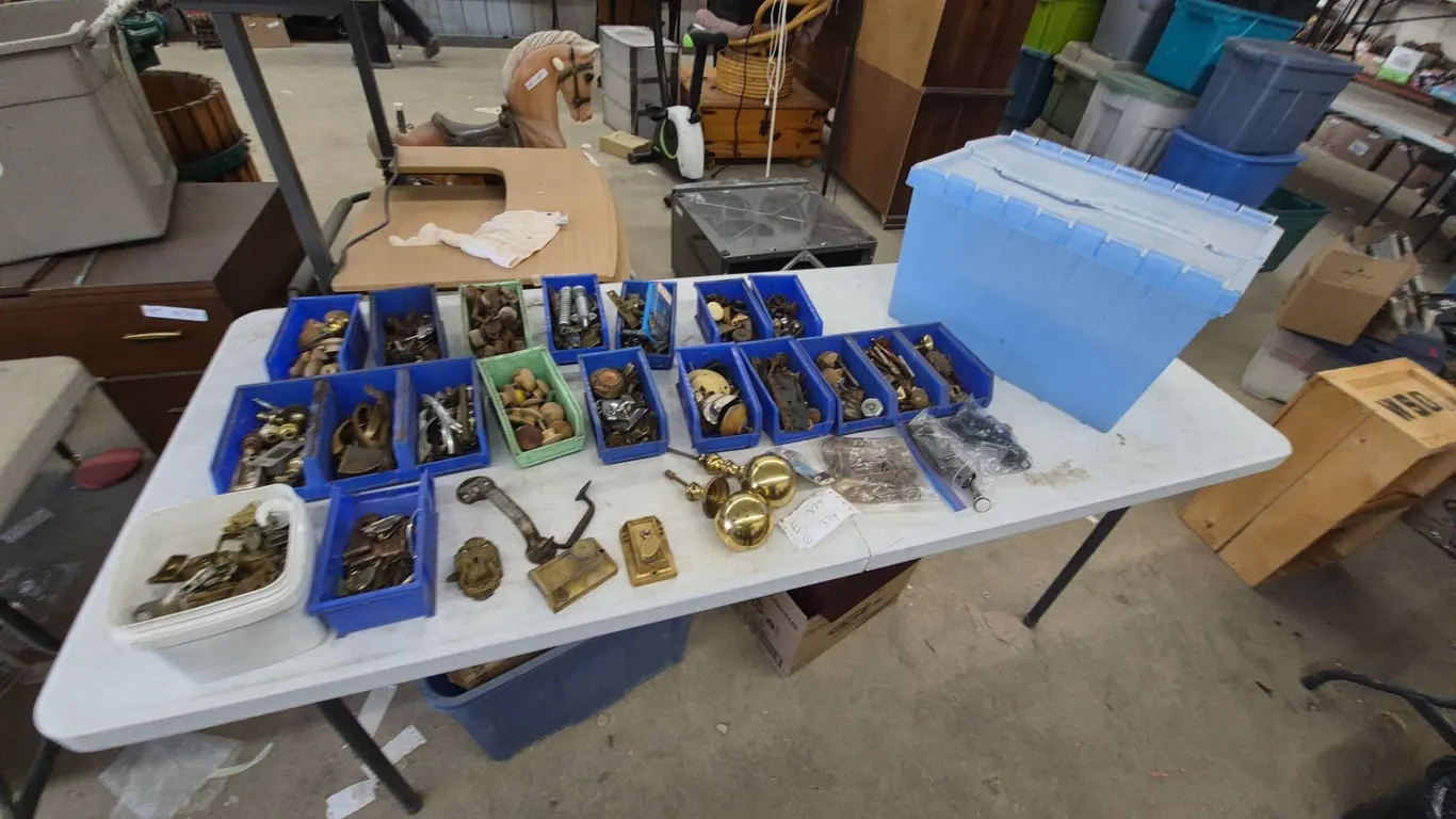 Assorted Hardware: Door Knobs, Latches, Hinges, Casters