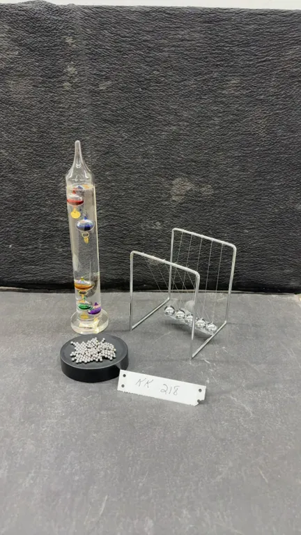 Galileo Thermometer 11”, Newton's Cradle, and Magnetic Ball Desk Toy Set