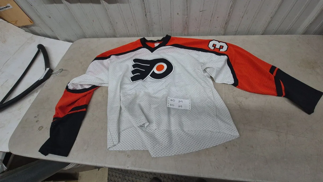 1980s Air Knit Philadelphia Flyers Hockey Jersey, #35 Wregget