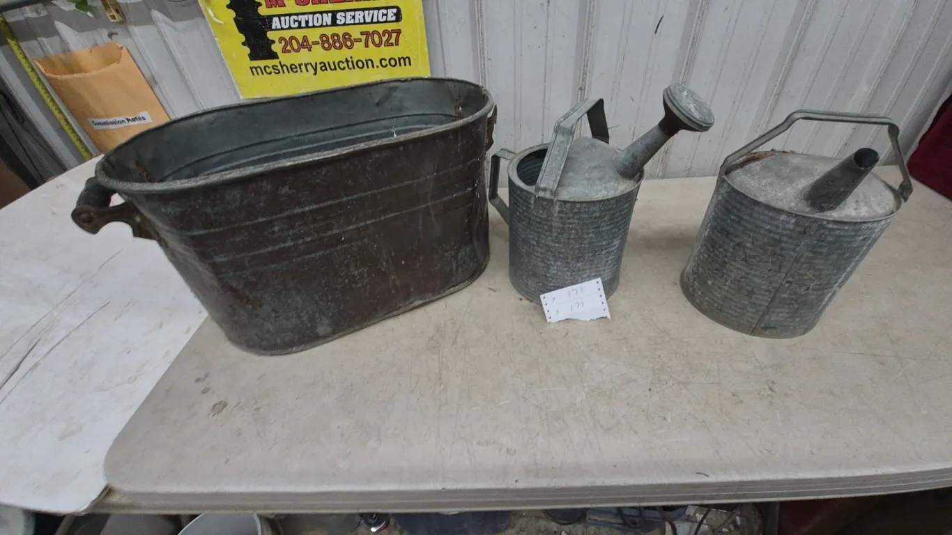 Galvanized Metal Tub, Watering Can
