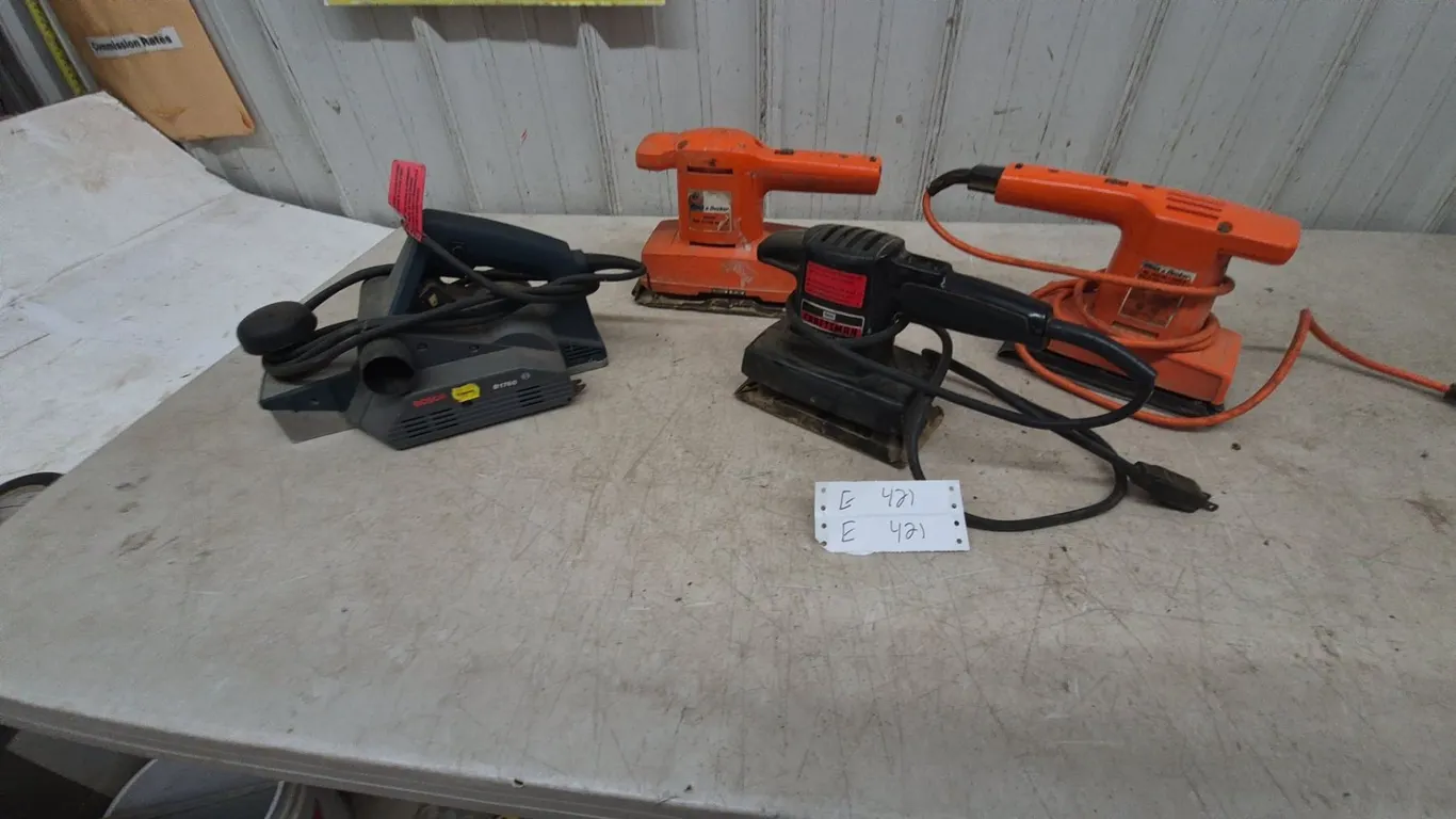 Bosch B1700 Planer; 3 Black and Decker and Craftsman Sanders