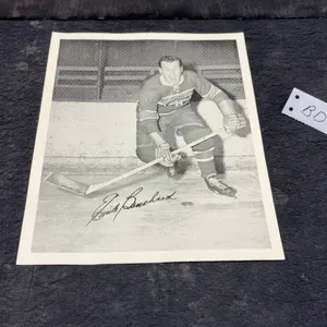 Vintage 1950s Quaker Oats Montreal Canadiens Emile Bouchard NHL Photo, 10 × 8”