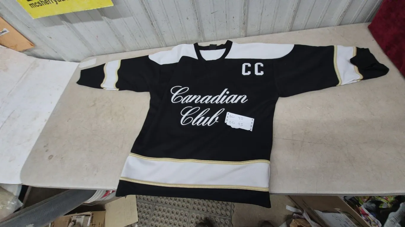 Canadian Club Hockey Jersey, Black and White with Gold Trim, "CC" sz. Xl