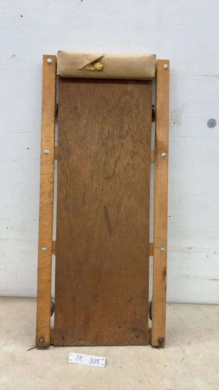 Wooden Mechanic's Creeper with Padded Headrest and Four Swivel Casters