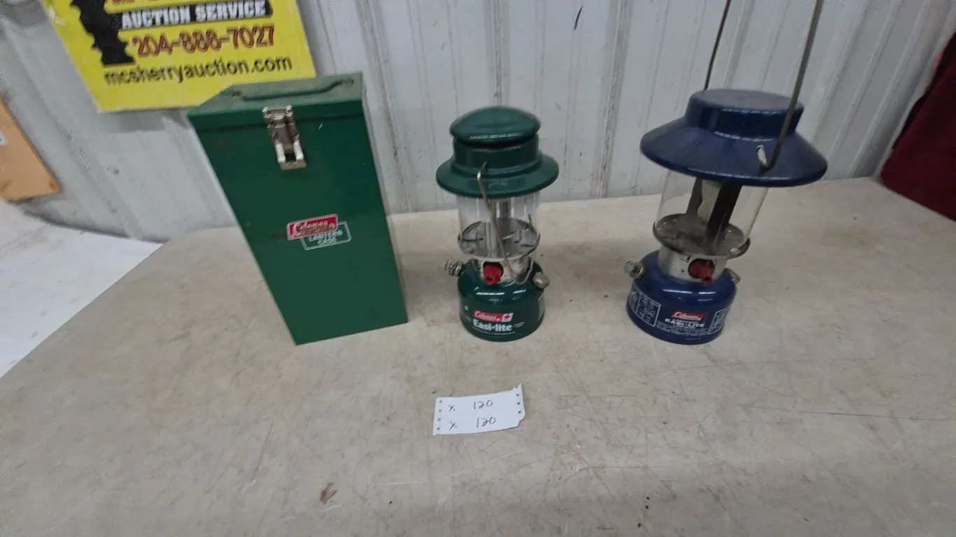 Two Coleman Easi-Lite Lanterns and Coleman Lantern Case