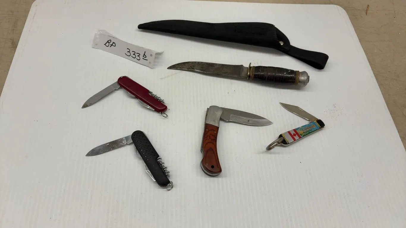 Vintage Rica Solingen Fixed Blade Hunting Knife with Sheath and Four Vintage Jack Knives