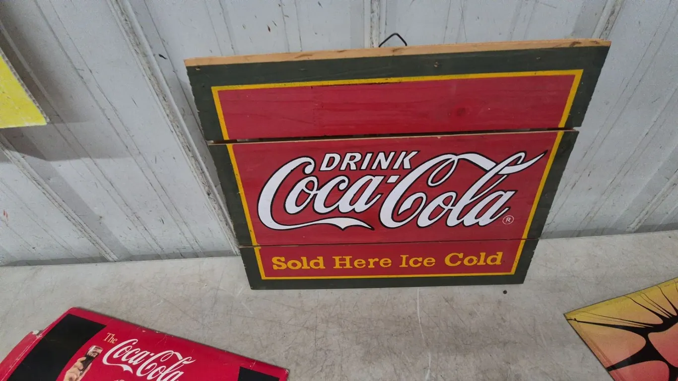 Coca-Cola "Drink Coca-Cola Sold Here Ice Cold" Sign, Coca-Cola Bottle Sign, Pears' Soap Sign