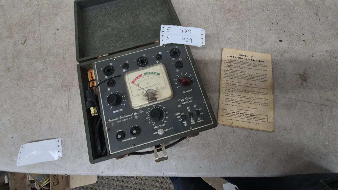 Accurate Instrument Co. Model 151 Tube Tester, Operating Instructions, and Admiral Tube