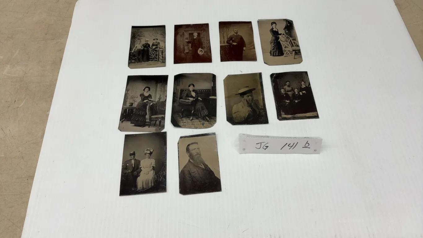 Ten Antique Tintype Photographs, Largest 4 × 2 1/2”