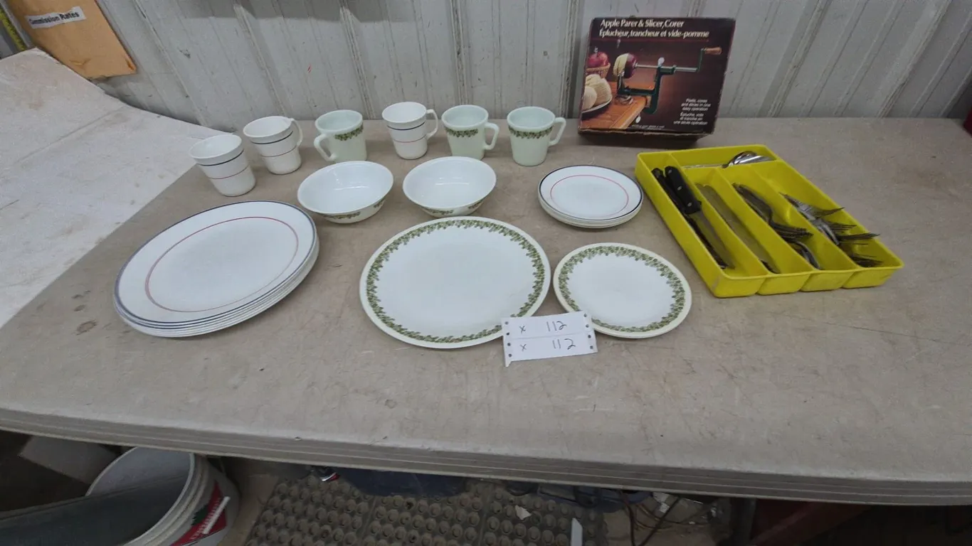 Corelle Dinnerware, Flatware and Apple Parer and Slicer Corer