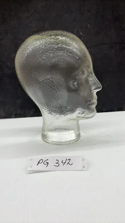 Clear Glass Display Head Mannequin for Hats, Wigs, and Headphones