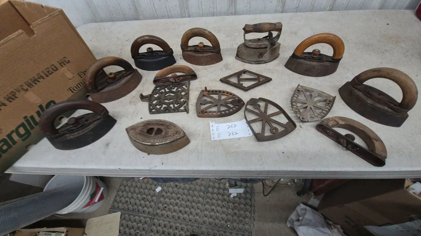 Collection of Antique Sad Irons and Trivets