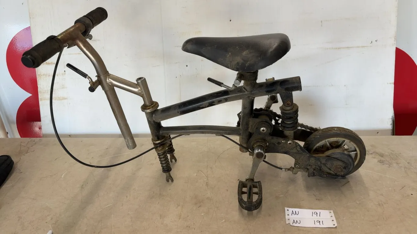 Clown Bicycle Frame and Parts: Handlebars, Seat, Pedals, Chain, Rear Wheel for Parts or Repair