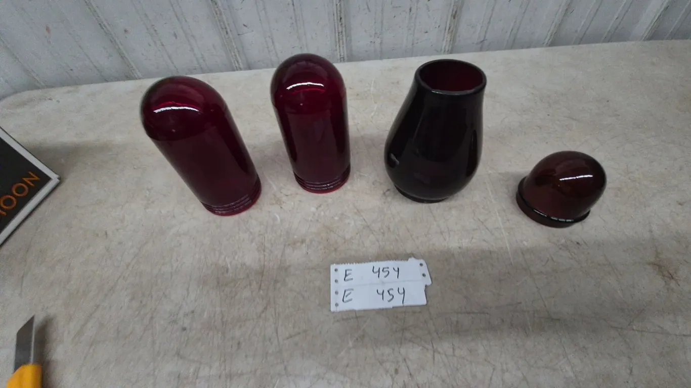 Four Red Glass Light Covers:and lantern fonts