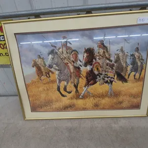 Framed Print of Native American Horsemen by Michael Gentry, with COA