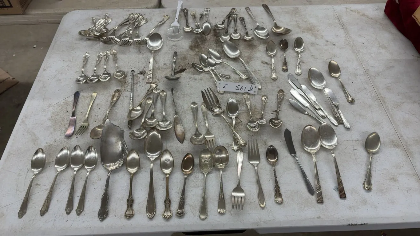 Silver-Plated Flatware, Spoons, Forks, Knives, Servers
