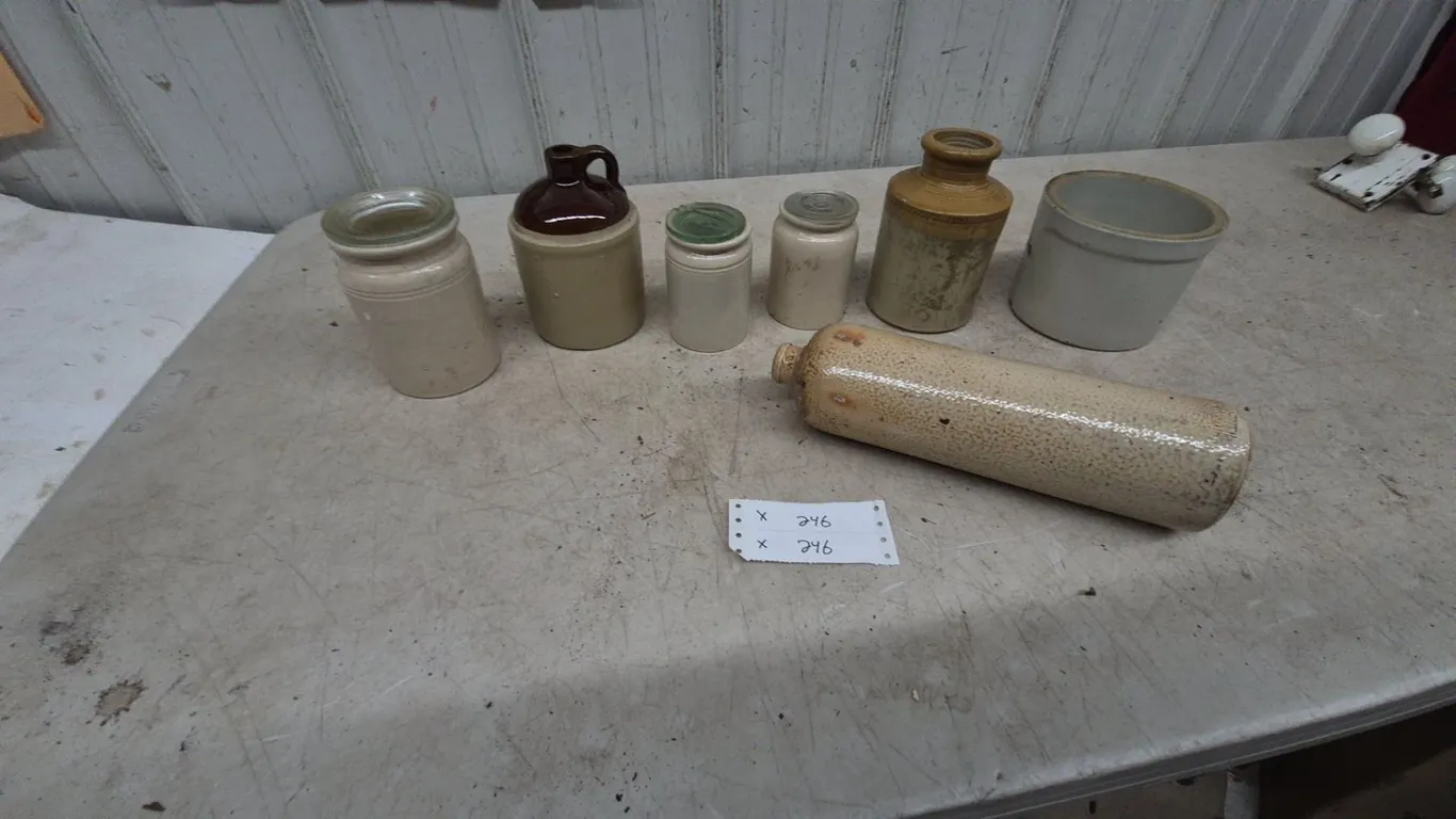 Assorted Stoneware Bottles and Jars, Incl. Jug, Crocks