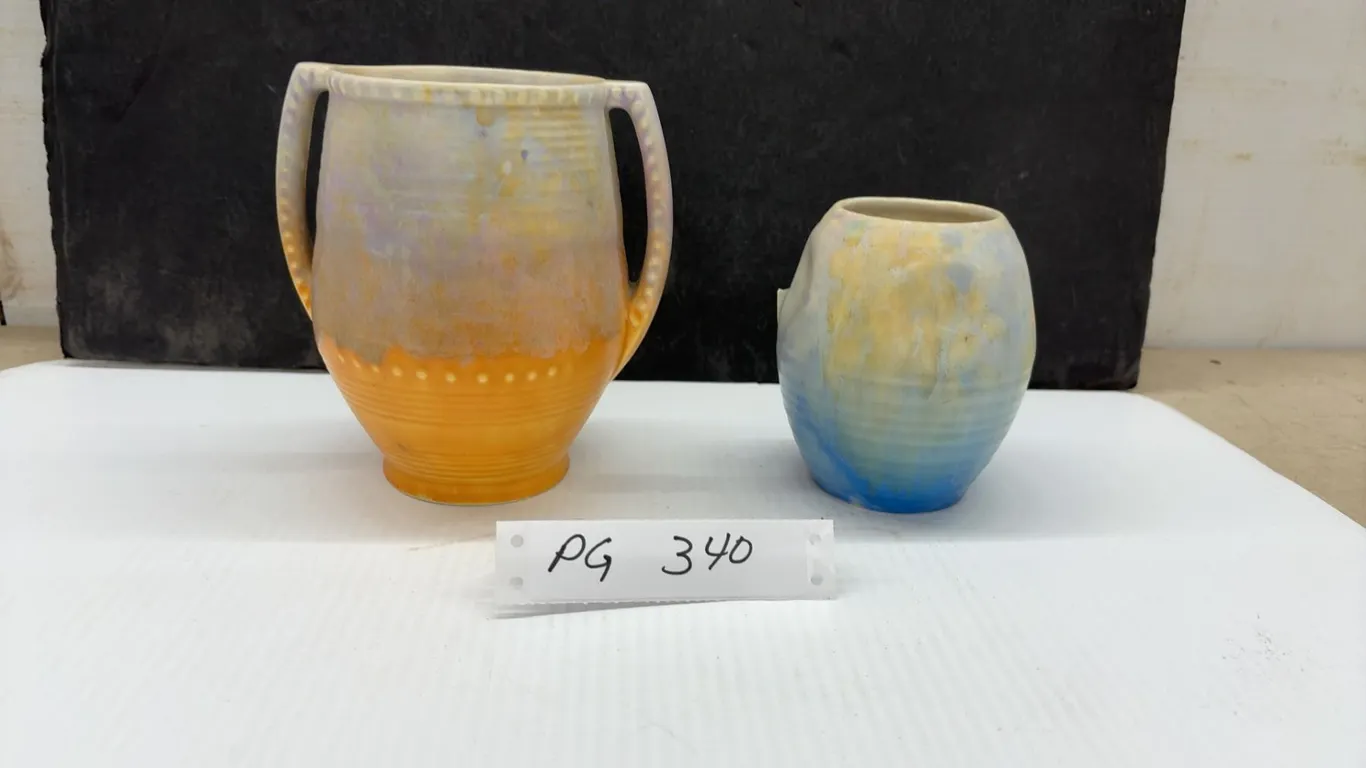 Two Beswick Art Deco Vases, 5” and 6 3/4” in Height