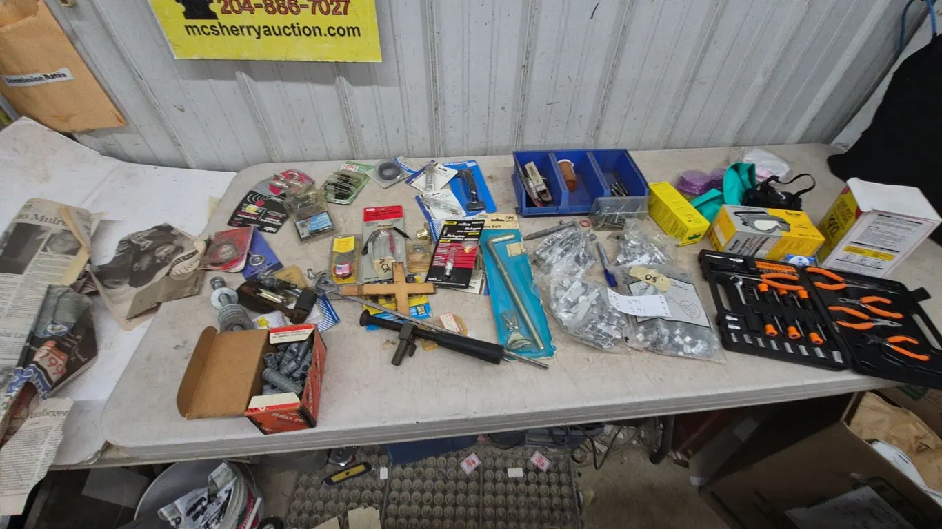 Assorted Hand Tools, Hardware, and Safety Gear Incl. Encon Goggles, Socket and Screwdriver Set