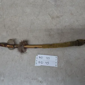 First Nations-Style Wood and Fur Tomahawk with Stone and Leather Wrap