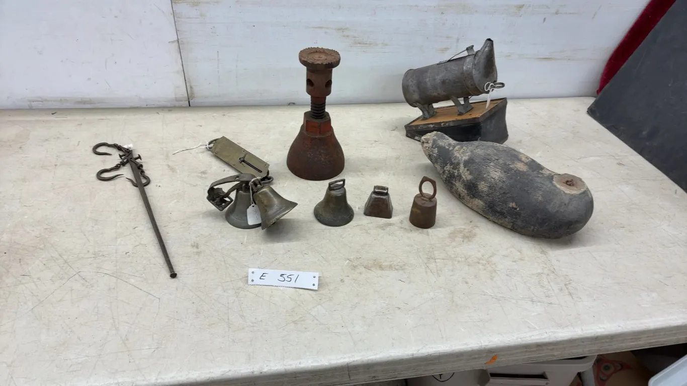 Antique Brass Scale, Bells, Steelyard Scale, Bee Keeper Smoker