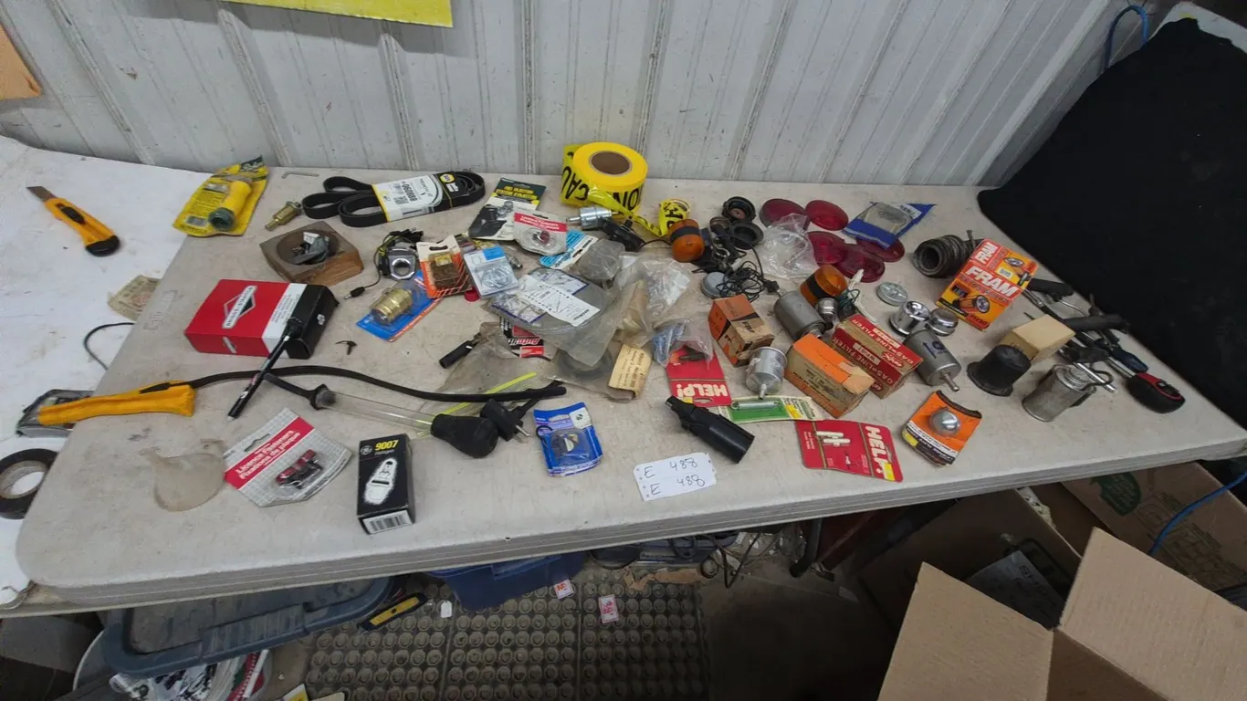 Assorted Auto Parts: FRAM PH30 Oil Filter, Briggs and Stratton Parts, Red and Amber Lenses
