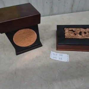 Two Wood and Copper Art Pieces by Clarence Dwells