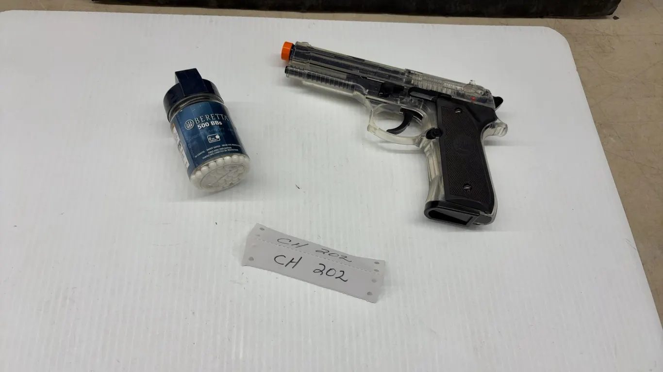 Beretta M9/92FS Clear Airsoft Pistol with Magazine and 500 BBs Container (75% Full)