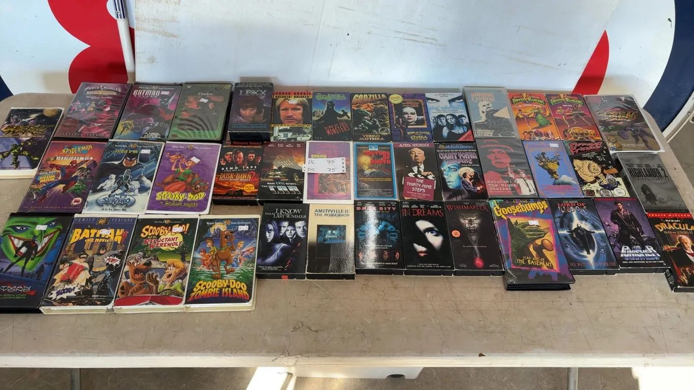 Collection of 40 VHS Tapes: Batman, Scooby-Doo, Godzilla, Power Rangers