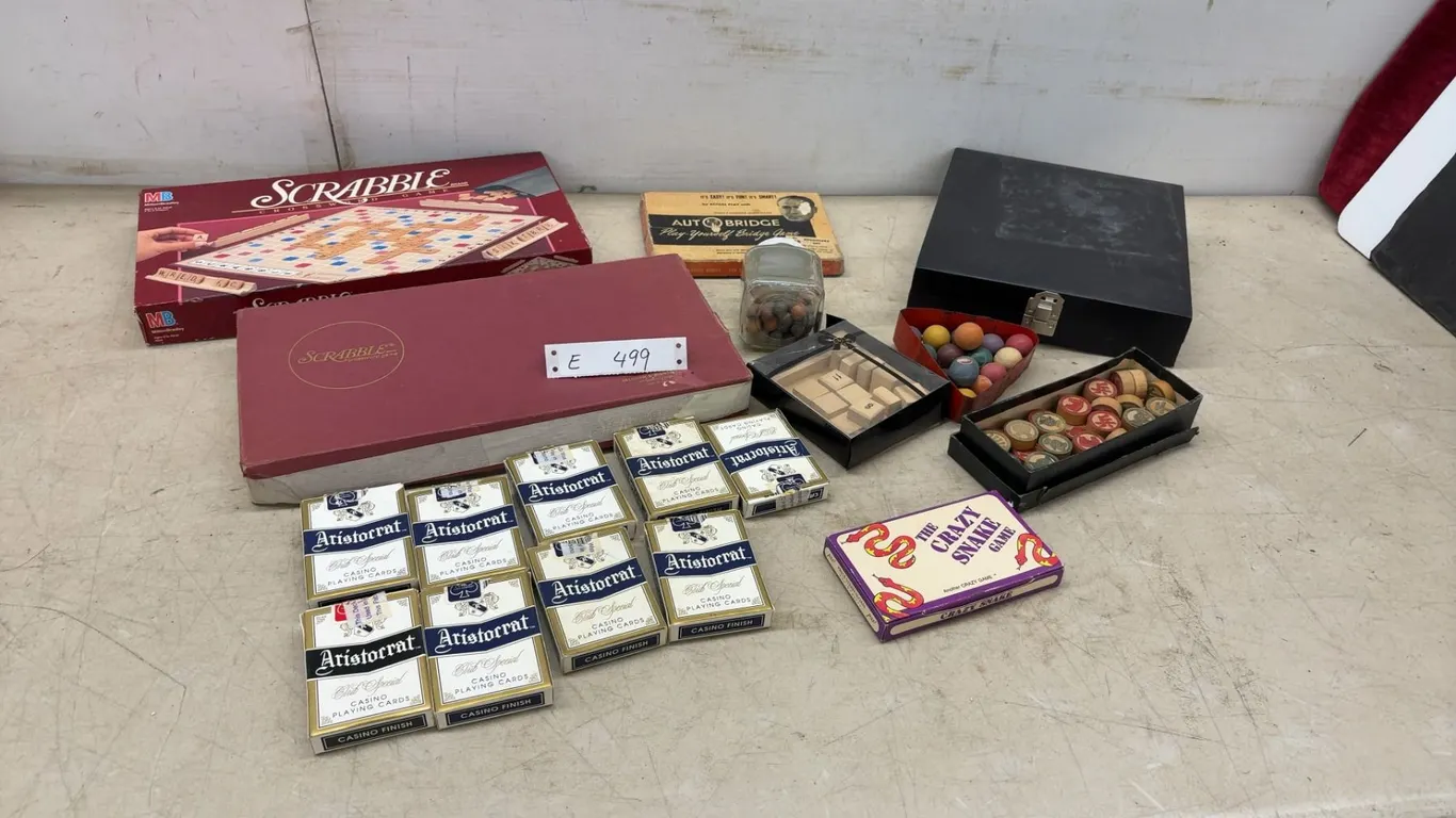 Scrabble, Auto Bridge, Aristocrat Playing Cards, Crazy Snake Game