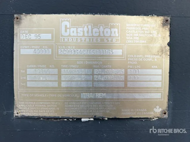 1996 Castleton 38 ft T/A Grain Trailer