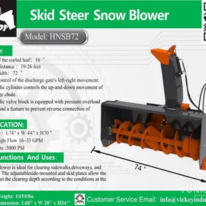 2026 Handy HNSB72 72 in Skid Steer Snowblower (Unused)