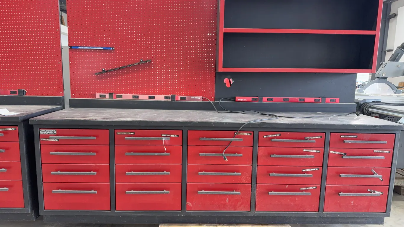 Workbench W/ Peg Board & Shelf (Contents Not Included)