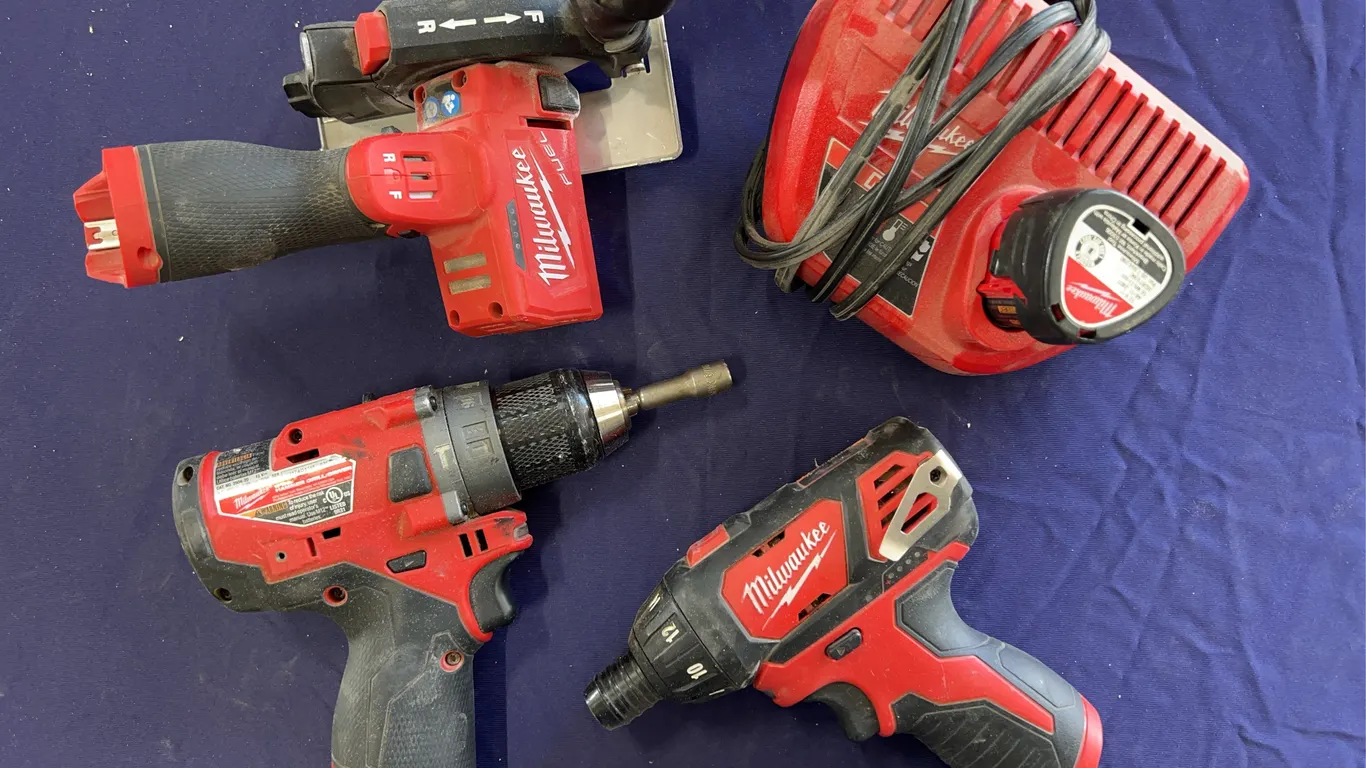 Milwaukee Hammer Drill, Cut Off Tool & Screwdriver