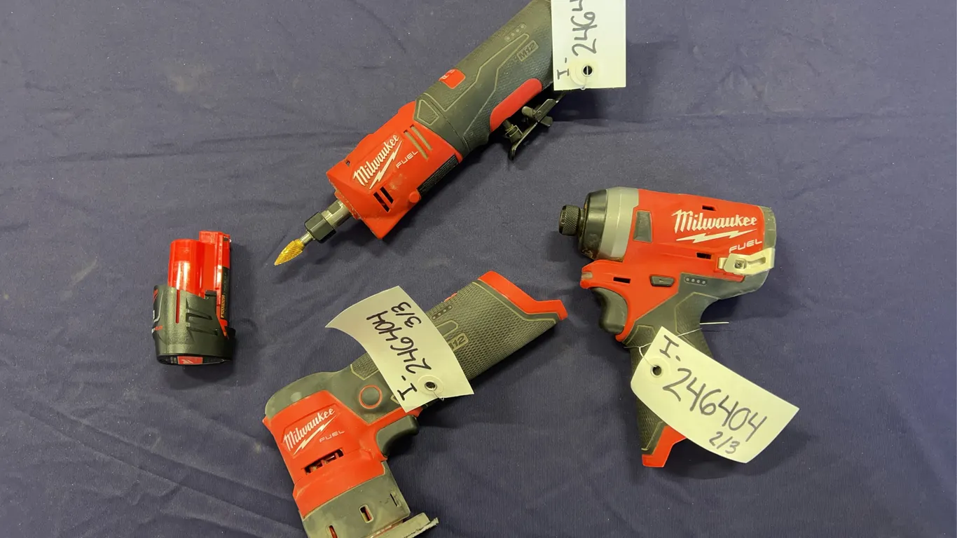 Milwaukee Grinder, Impact Driver, Detail Sander with Charger & Battery