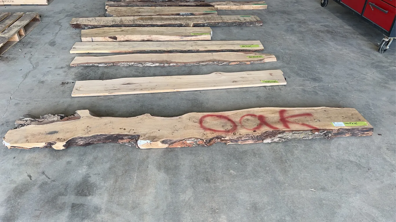 Pallet Of Oak Live Edge Slabs