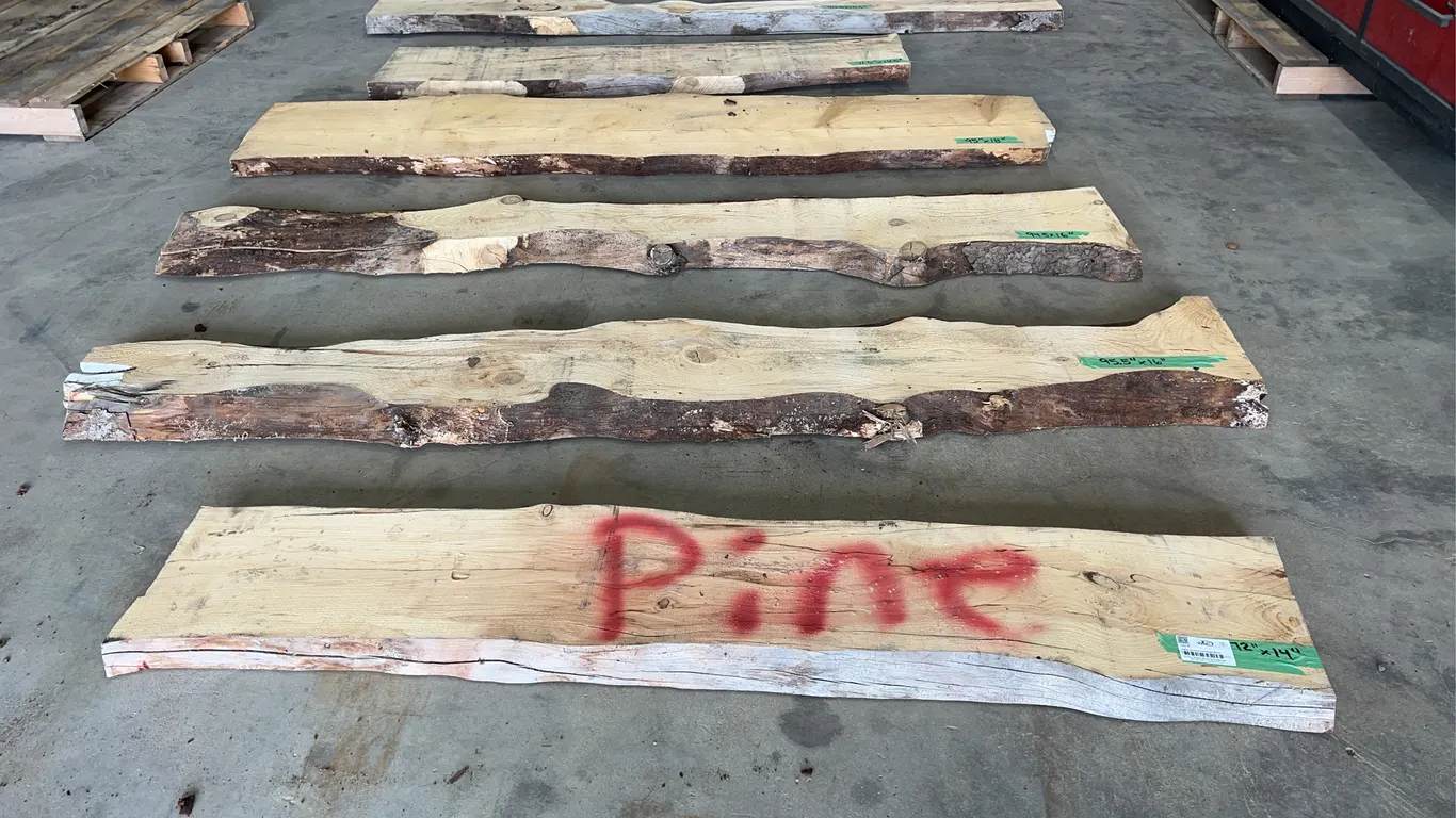 Pallet Of Pine Live Edge Slabs