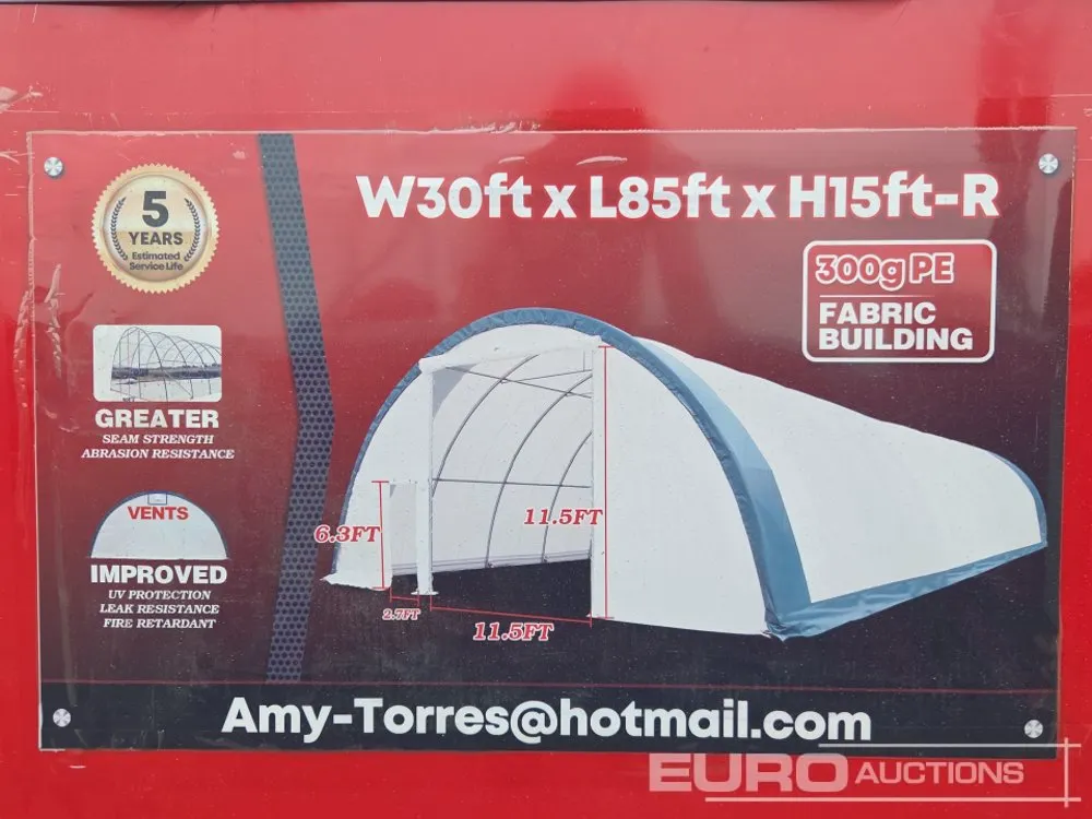 Unused 2026 30' x 85' x 15' Storage Shelter