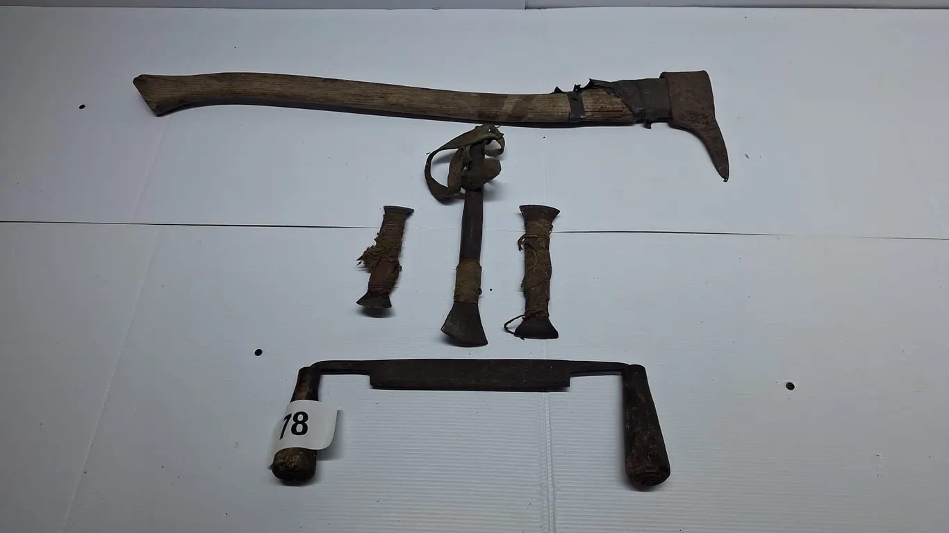 Vintage scrapping tools and log turner