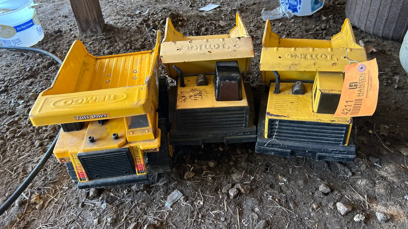 (3) Toy Dump Trucks
