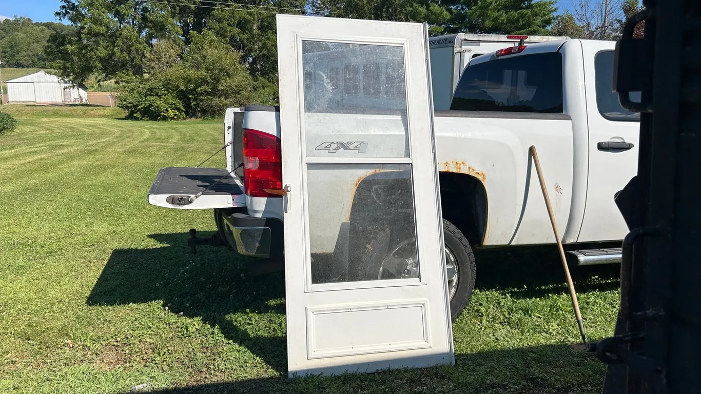 Screen Door and Rain Barrel