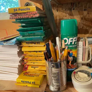 Assortment of Metal Bowls, Lots of Pencils, Notepads