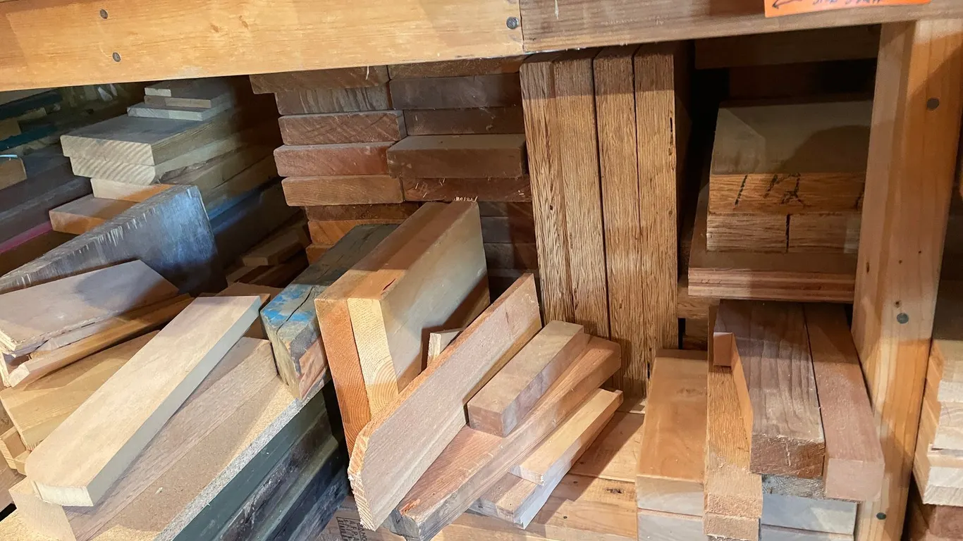 Large Assortment of Lumber and Dowel Rods