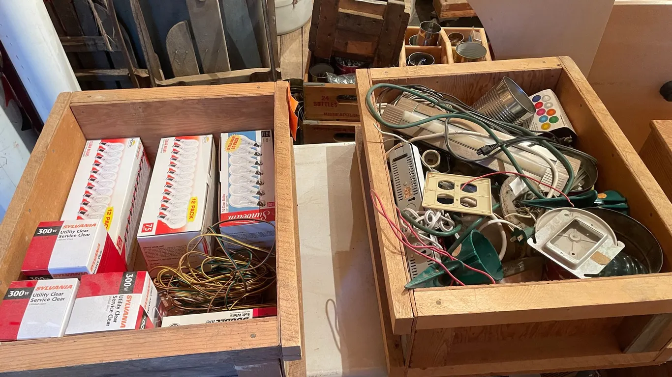 (2) Large Bins of misc. Electrical Wires and Lights