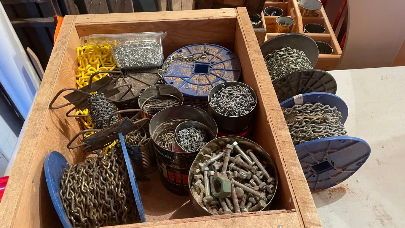1 Large Bin of misc. Chain and Hardware