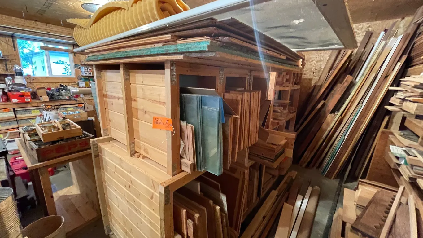 Free Standing Lumber Rack with Assorted Plywood