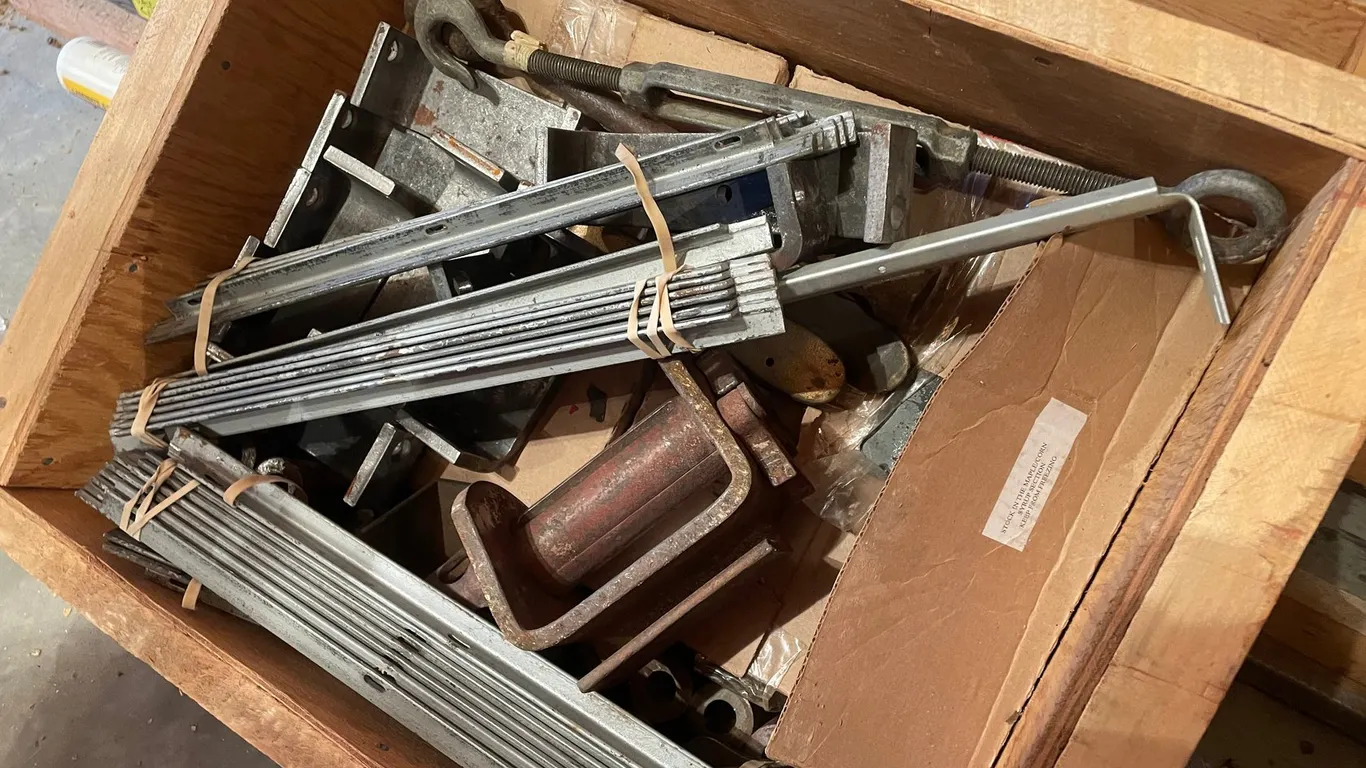 (2) Large Bins of Semi Ratchet Binders and Metal Stock