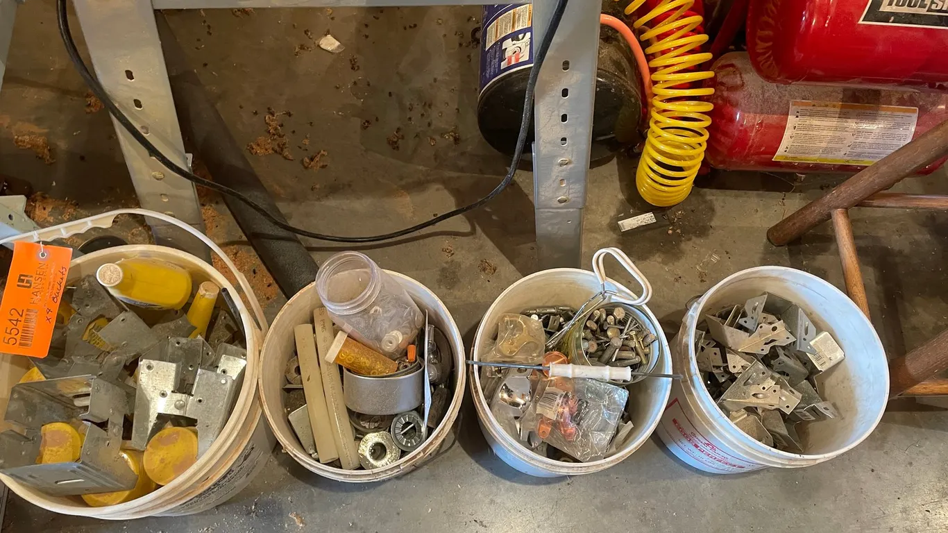 (4) Buckets of misc. Hardware