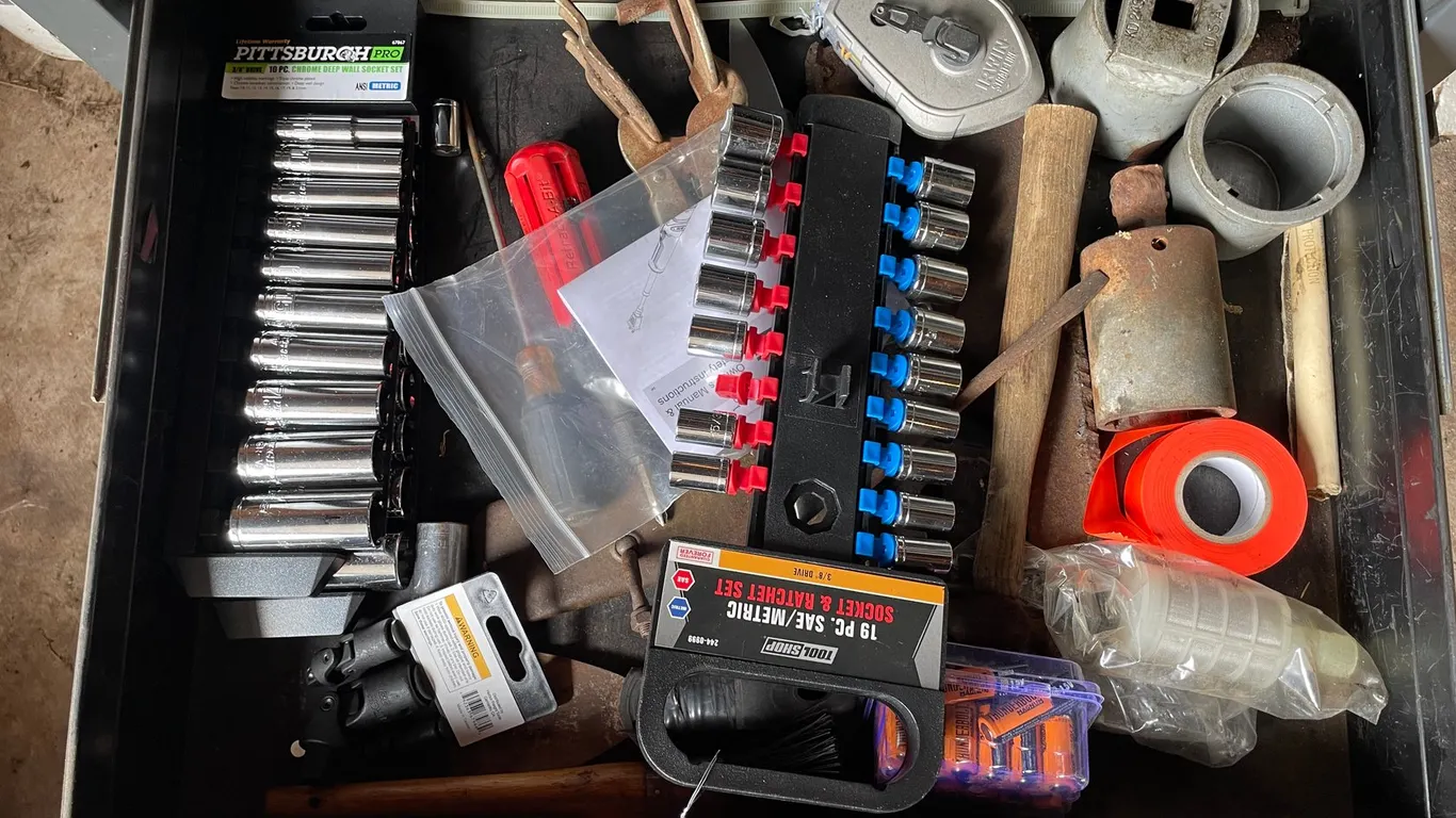 Assortment of Sockets & Shop Tools